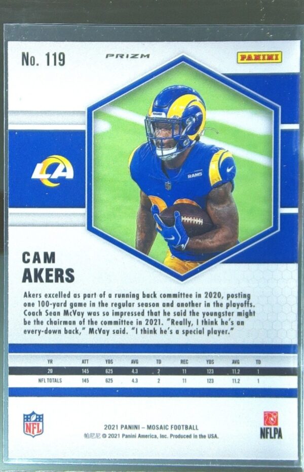 2021 Mosaic Cam Akers Prizm Reactive Orange #119 Rams - Image 3