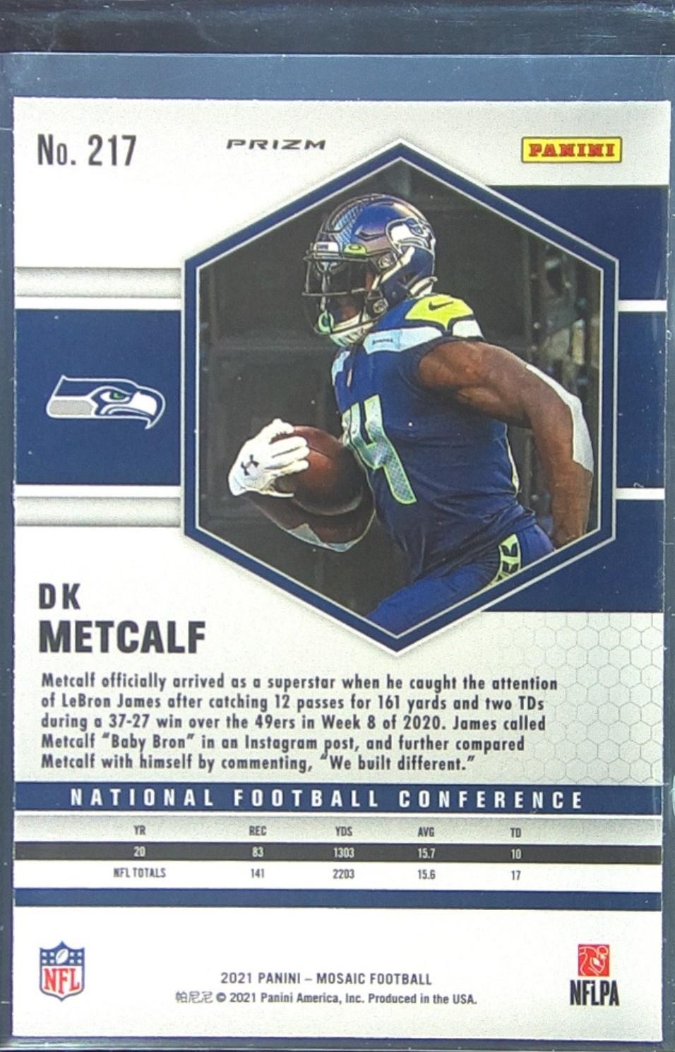 2021 Mosaic DK Metcalf Prizm Silver #217 Seahawks - Image 3