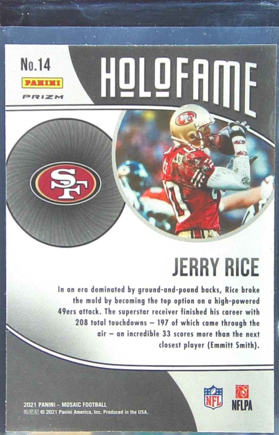 2021 Mosaic Jerry Rice #14 49ers HoloFame Mosaic Green - Image 3