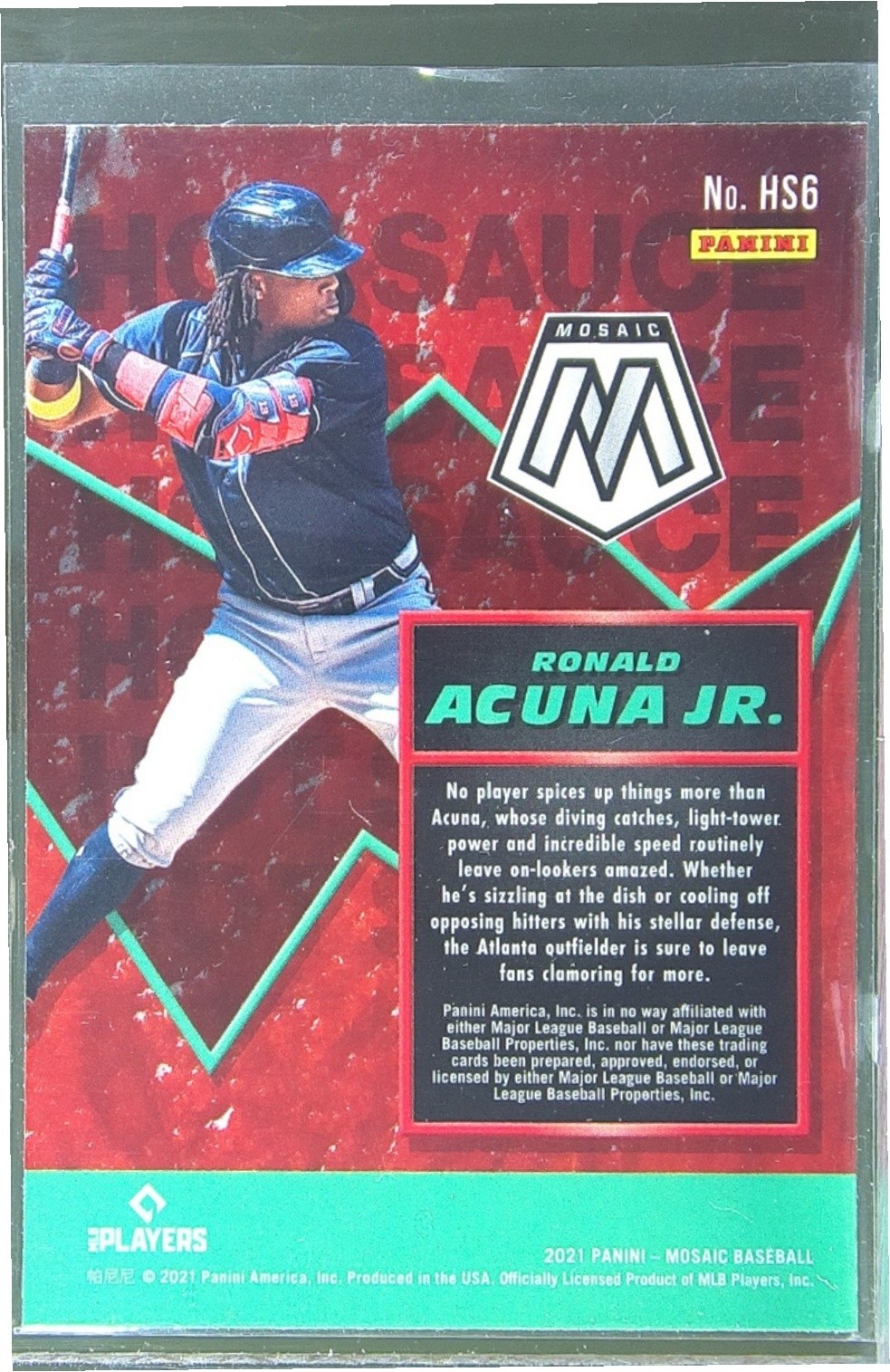 2021 Mosaic Ronald Acuna Jr. #HS6 Braves Hot Sauce - Image 3