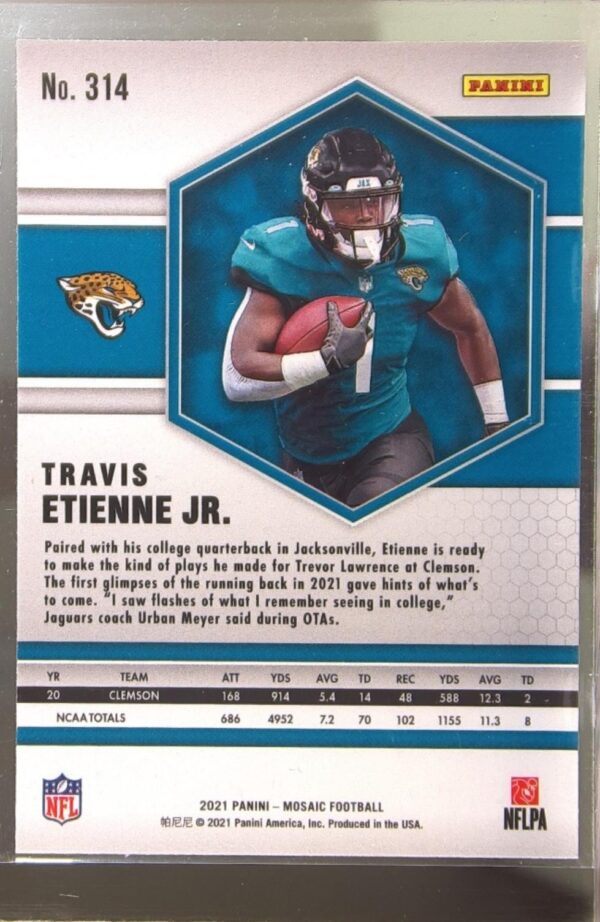 2021 Mosaic Travis Etienne Jr. RC #314 Jaguars - Image 3