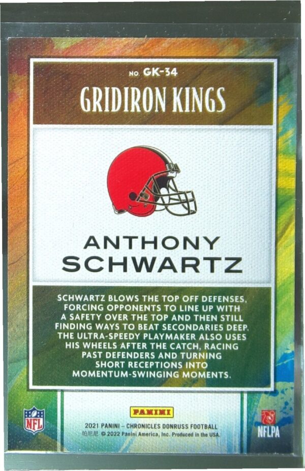 2021 Panini Chronicles Anthony Schwartz #GK-34 Browns Gridiron Kings - Image 3