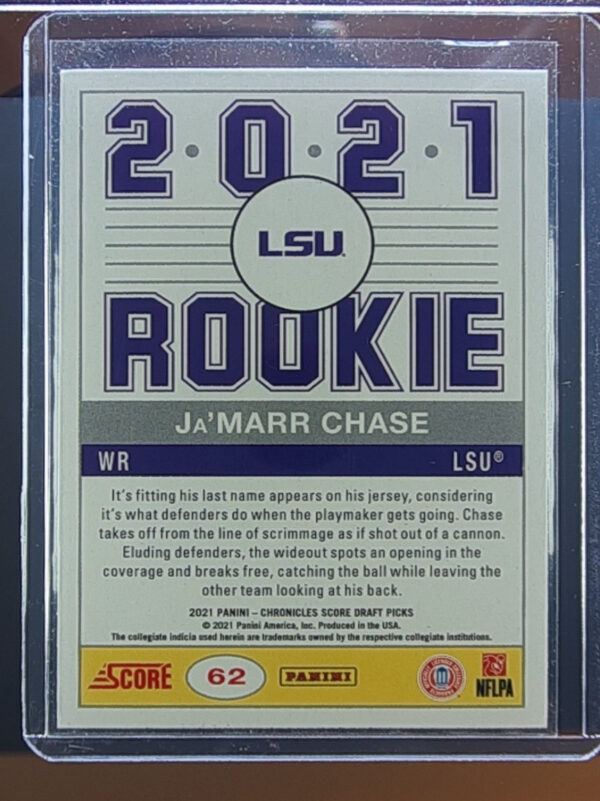 2021 Panini Chronicles Draft Picks Ja'Marr Chase #62 Tigers - Image 3