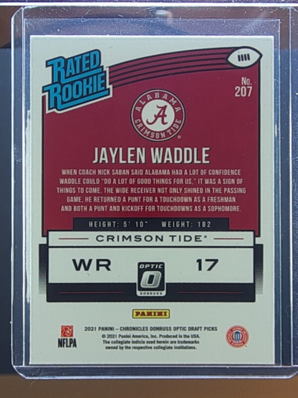2021 Panini Chronicles Draft Picks Jaylen Waddle #207 Tide - Image 3