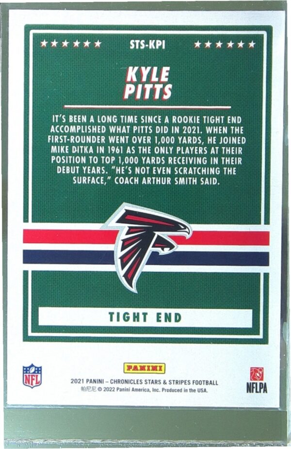 2021 Panini Chronicles Kyle Pitts #STS-KPI Falcons Stars and Stripes - Image 3