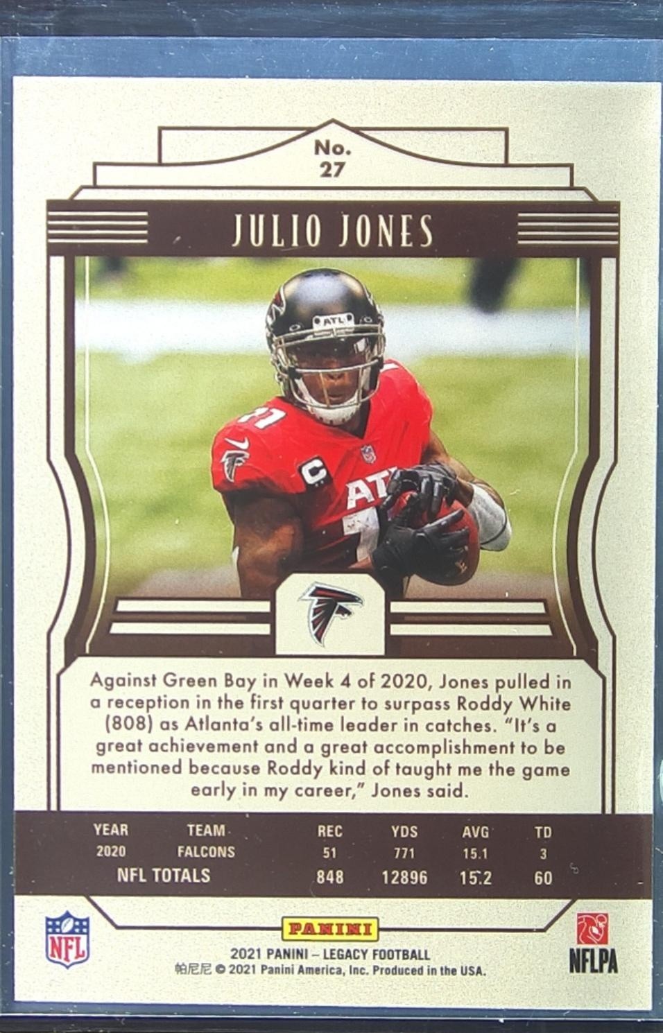 2021 Panini Legacy Julio Jones Yellow /150 #27 Falcons - Image 3