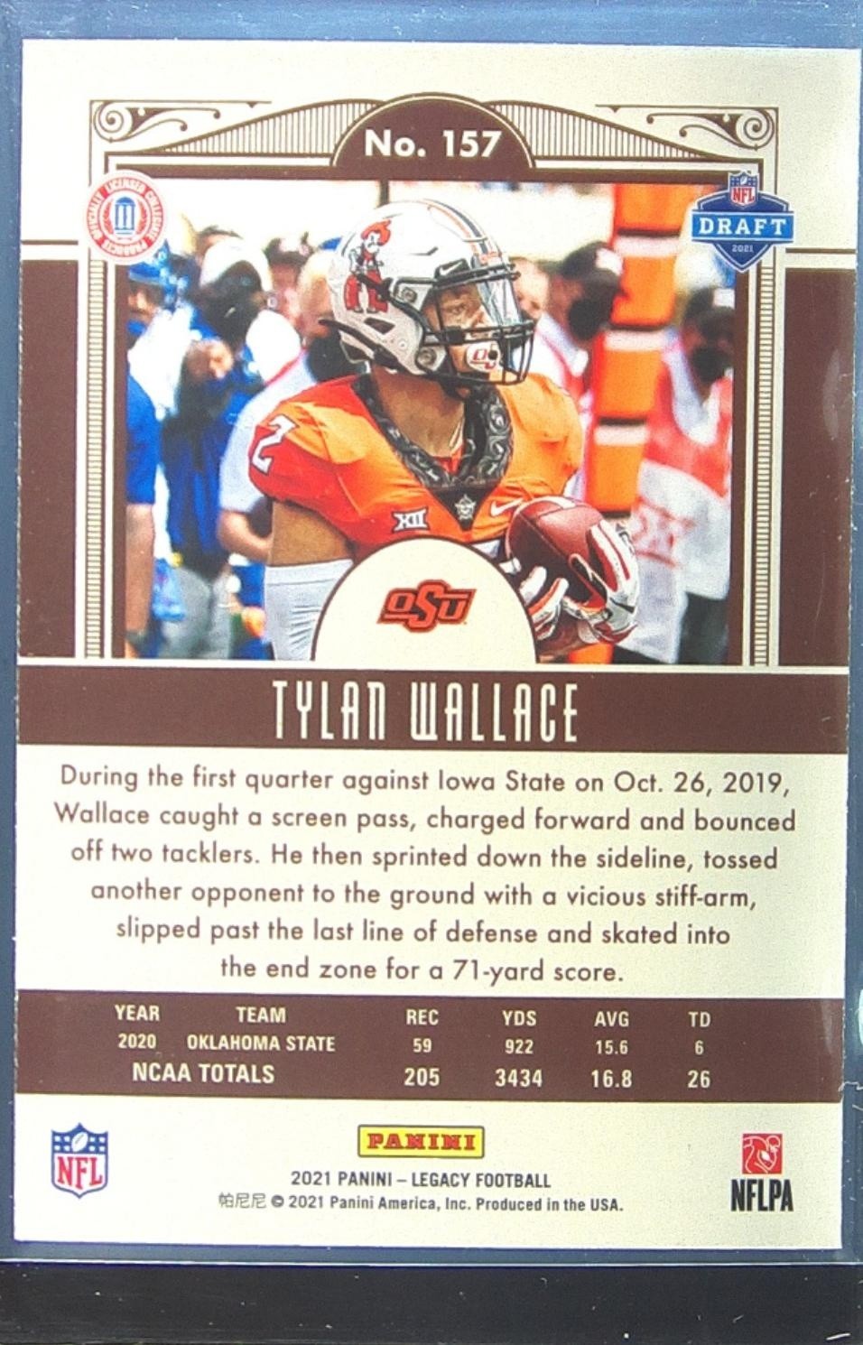 2021 Panini Legacy Tylan Wallace RC #157 Cowboys - Image 3