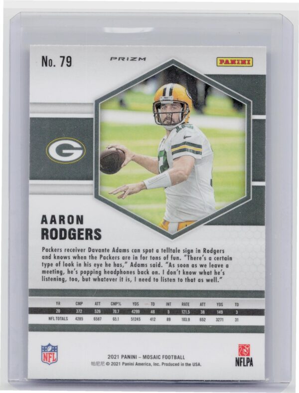 2021 Panini Mosaic Aaron Rodgers Prizm Reactive Orange #79 Packers - Image 3
