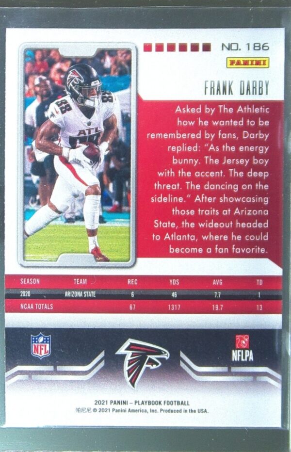 2021 Panini Playbook Frank Darby Sparkle RC #186 Falcons - Image 3