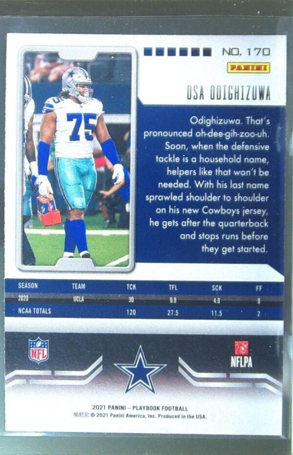 2021 Panini Playbook Osa Odighizuwa Sparkle RC #170 Cowboys - Image 3