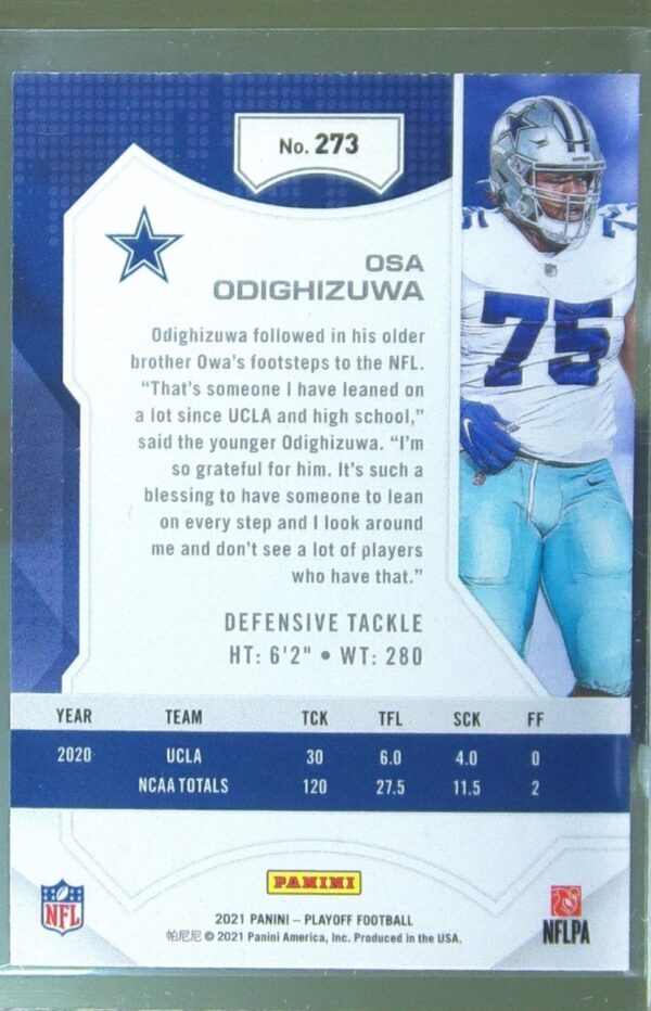 2021 Panini Playoff Osa Odighizuwa Goal Line RC #273 Cowboys - Image 3