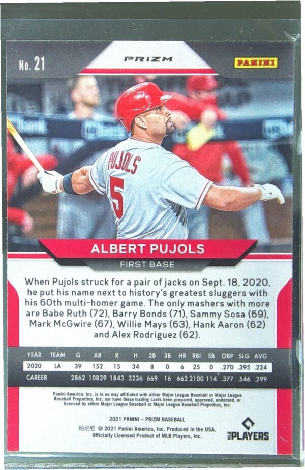 2021 Prizm Albert Pujols Red/White/Blue Prizm #21 Angels - Image 3