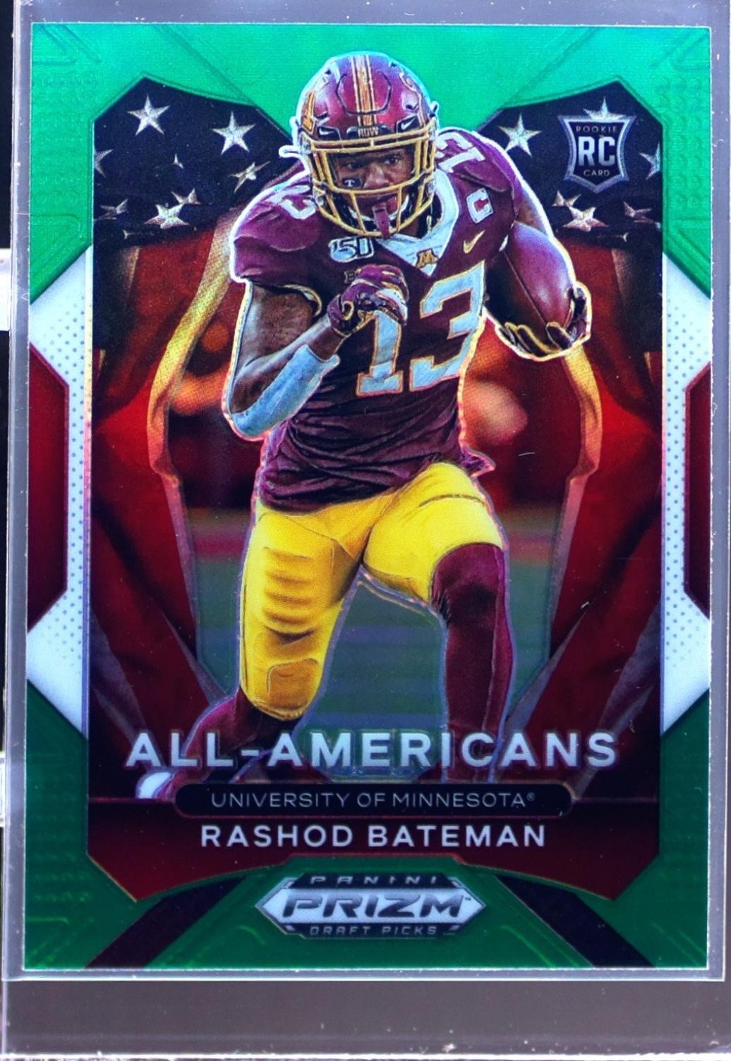 2021 Prizm Draft Picks Rashod Bateman Green RC #196 Gophers