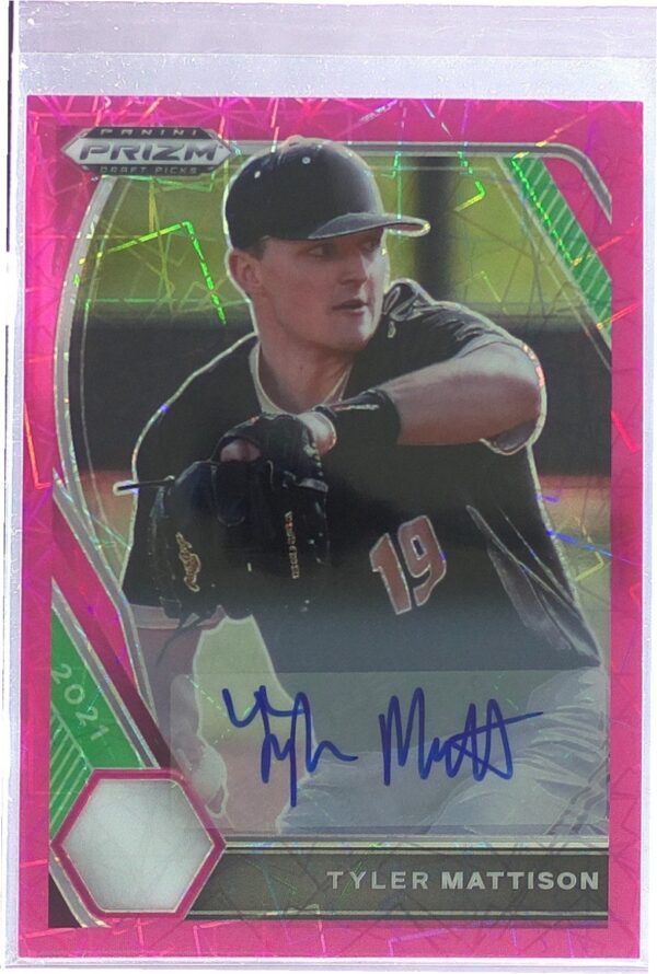 2021 Prizm Draft Picks Tyler Mattison Auto #PDP104 Base Autographs Pink Velocity