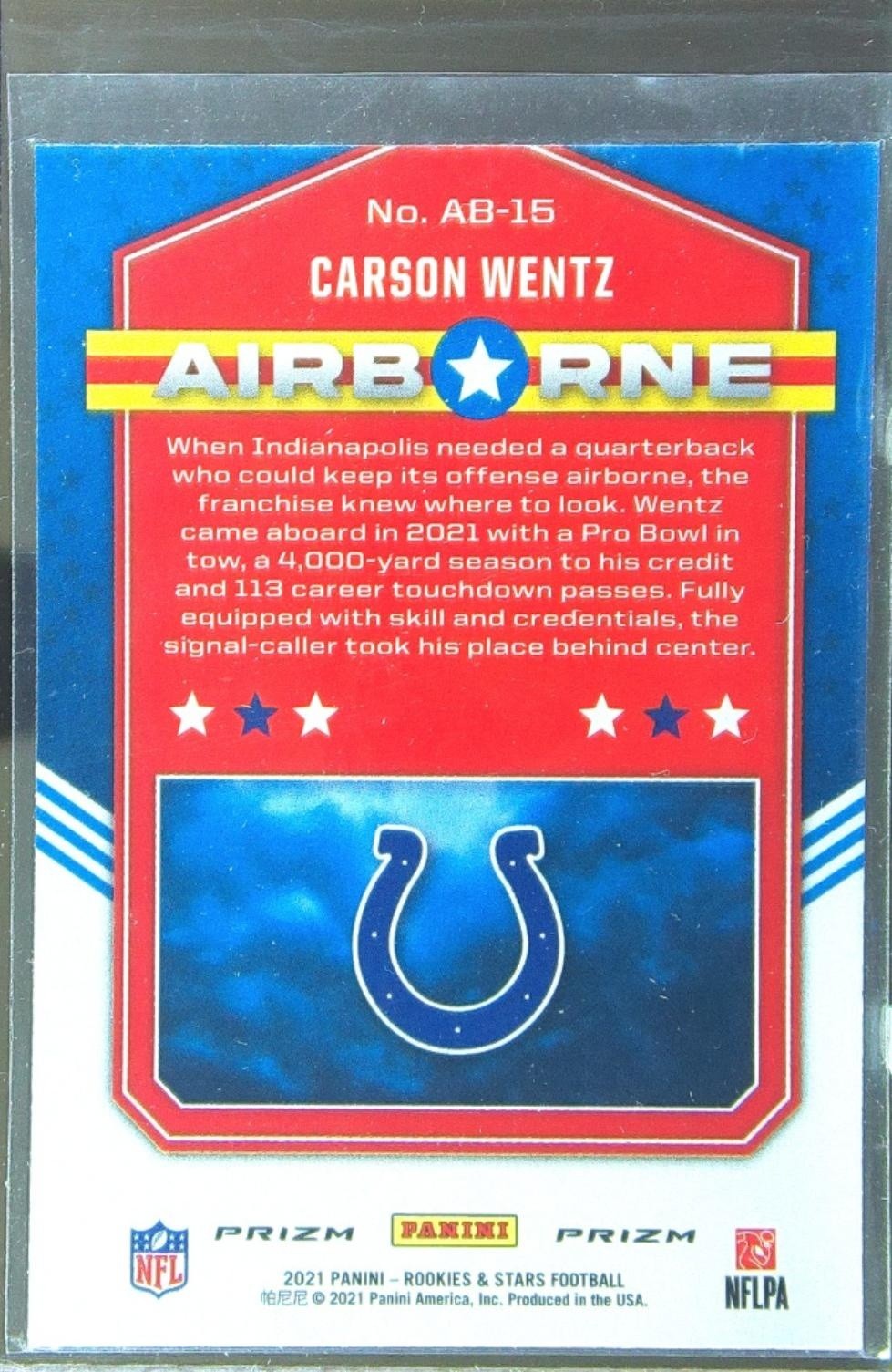 2021 Rookies & Stars Carson Wentz #AB-15 Colts Airborne Red Wave - Image 3