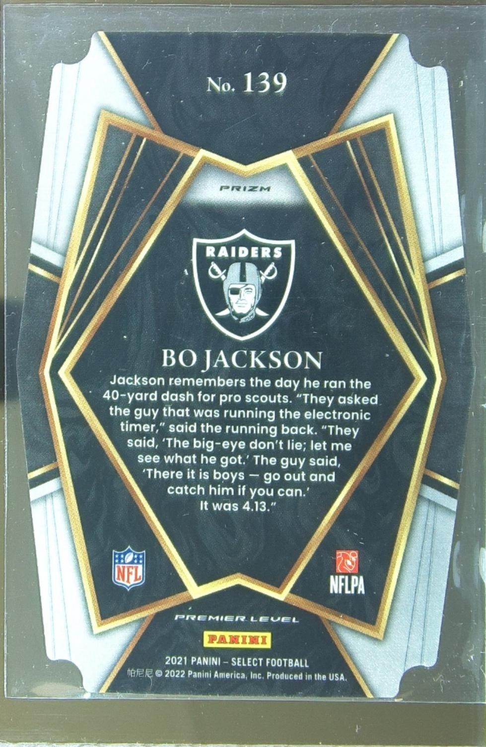 2021 Select Bo Jackson Silver Prizm Die Cut #139 Raiders - Image 3