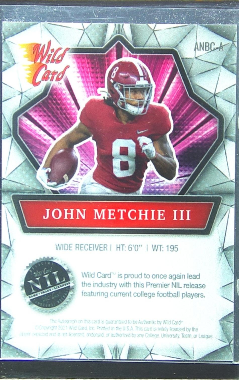 2021 Wild Card Alumination NIL John Metchie Iii Auto #ANBC-A Tide Autographs - Image 3