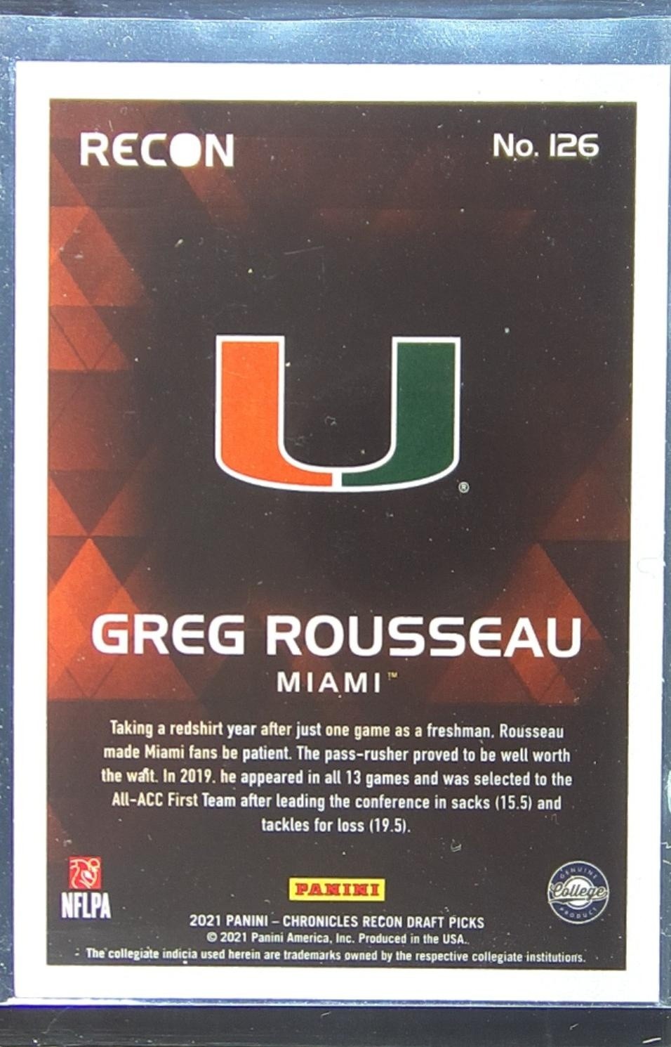 2021 XR Greg Rousseau RC #126 Bills - Image 3