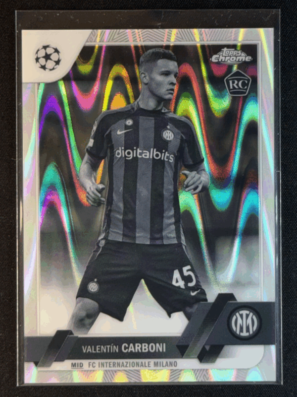 2022-23 Topps Chrome UEFA Carboni Black and White Ray Wave Rookie RC Inter #6