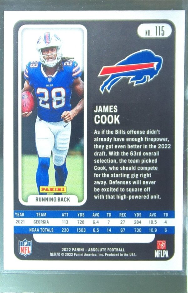 2022 Absolute James Cook Retail RC #115 Bills - Image 3