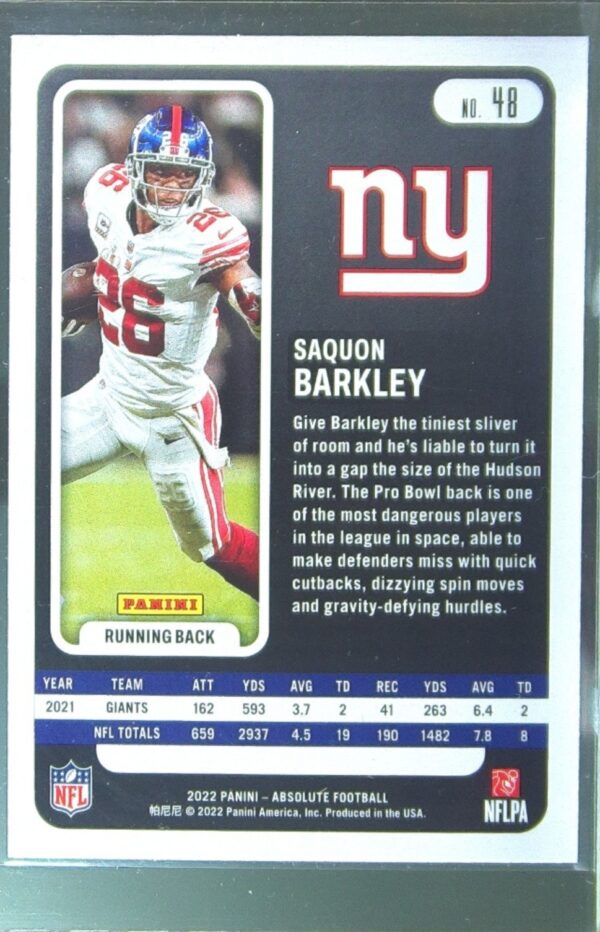 2022 Absolute Saquon Barkley Green #48 Giants - Image 3
