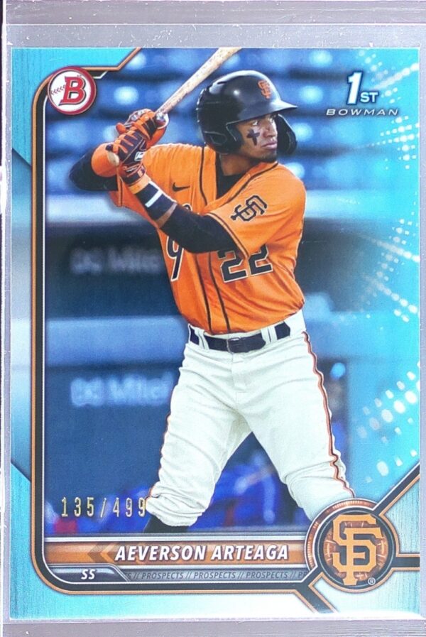2022 Bowman Aeverson Arteaga /499 #BP-82 Giants Prospects Sky Blue