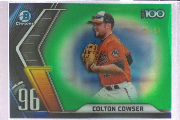 2022 Bowman Colton Cowser /99 #BTP-96 Orioles Bowman Scouts' Top 100 Green