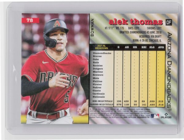 2022 Bowman Heritage Alek Thomas Rookie RC #78 Diamondbacks - Image 3