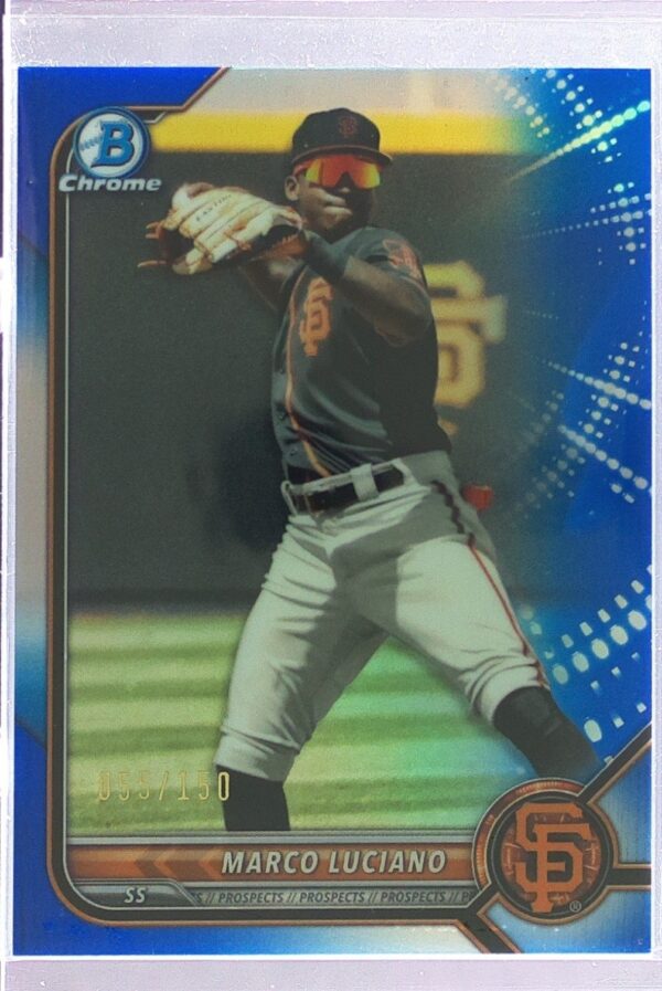 2022 Bowman Marco Luciano /150 #BCP-7 Giants Chrome Prospects Blue Refractor