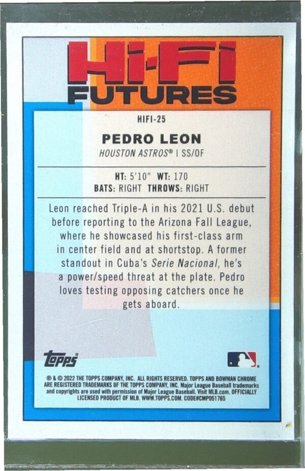 2022 Bowman Pedro Leon /150 #HIFI-25 Astros Hi Fi Futures Atomic Refractors - Image 3