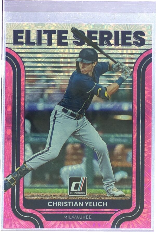 2022 Donruss Christian Yelich #ES-2 Brewers Elite Series Pink Fireworks