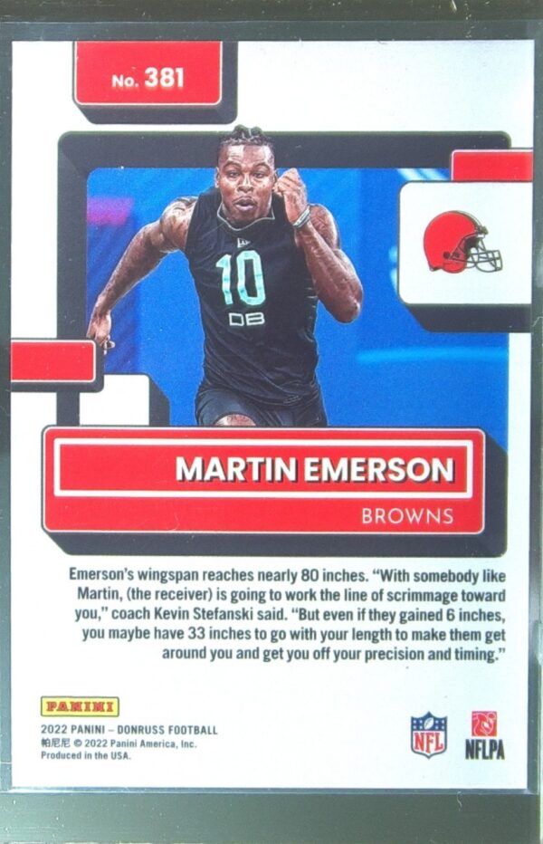 2022 Donruss Martin Emerson Premium Press Proof RC #381 Browns - Image 3