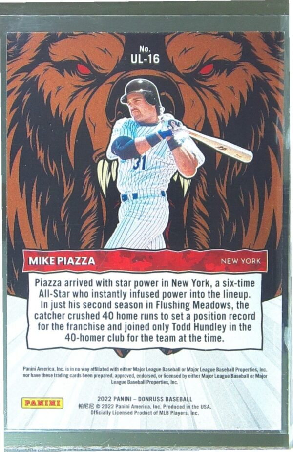 2022 Donruss Mike Piazza #UL-16 Mets Unleashed Rapture - Image 3