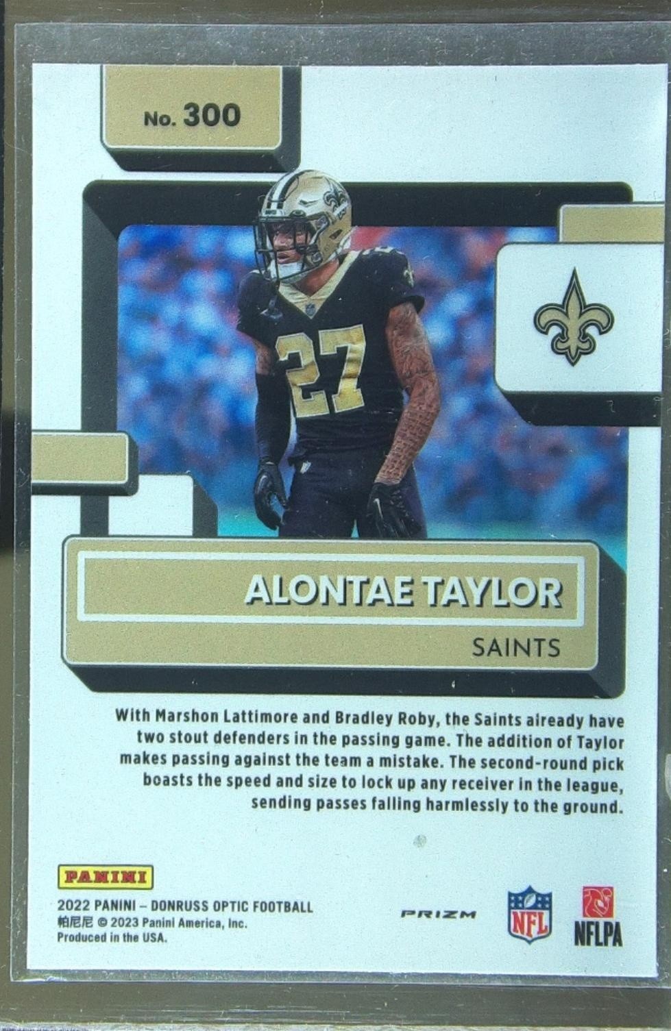 2022 Donruss Optic Alontae Taylor Pink RC #300 Saints - Image 3