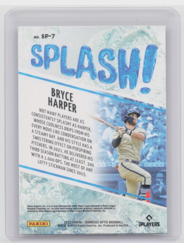 2022 Donruss Optic Bryce Harper Splash! #SP-7 Phillies - Image 3