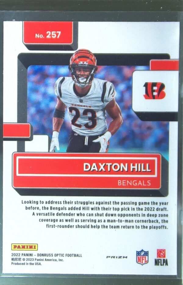 2022 Donruss Optic Daxton Hill Purple Shock #257 Bengals - Image 3