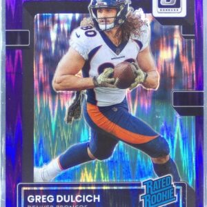 2022 Donruss Optic Greg Dulcich Purple Shock RC #288 Broncos