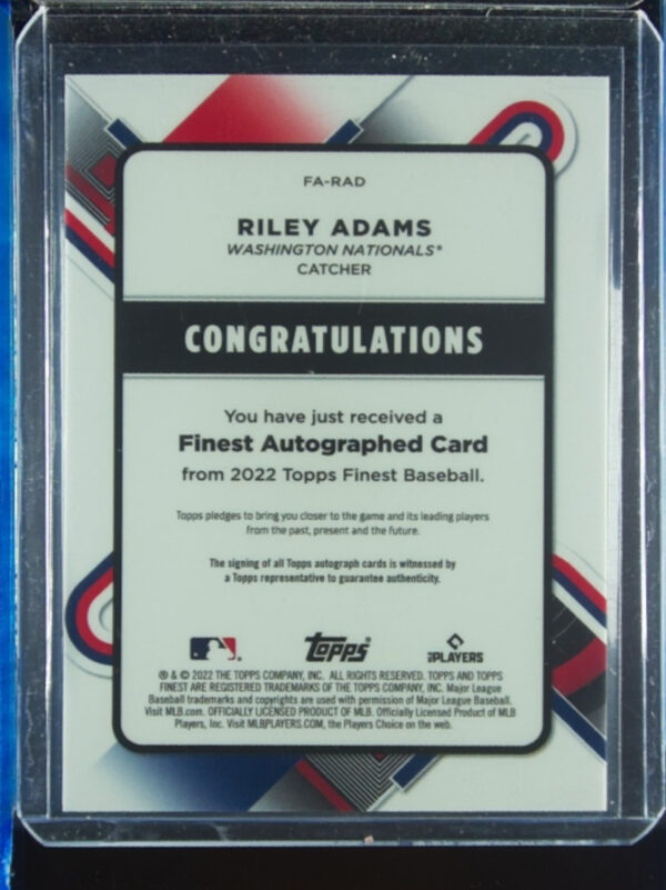 2022 Finest Riley Adams AU #FA-RAD Nationals Finest Autographs - Image 3
