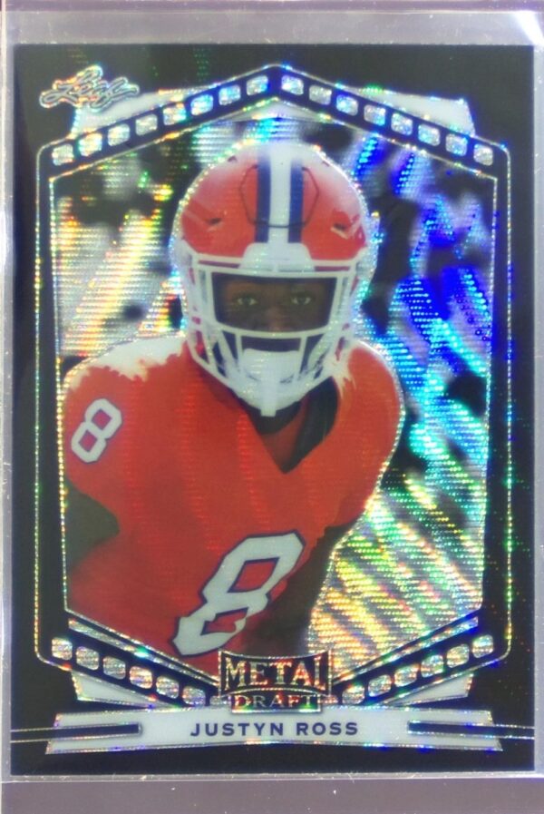 2022 Leaf Draft Justyn Ross RC #P-JR1 Tigers Metal Portrait Wave Black