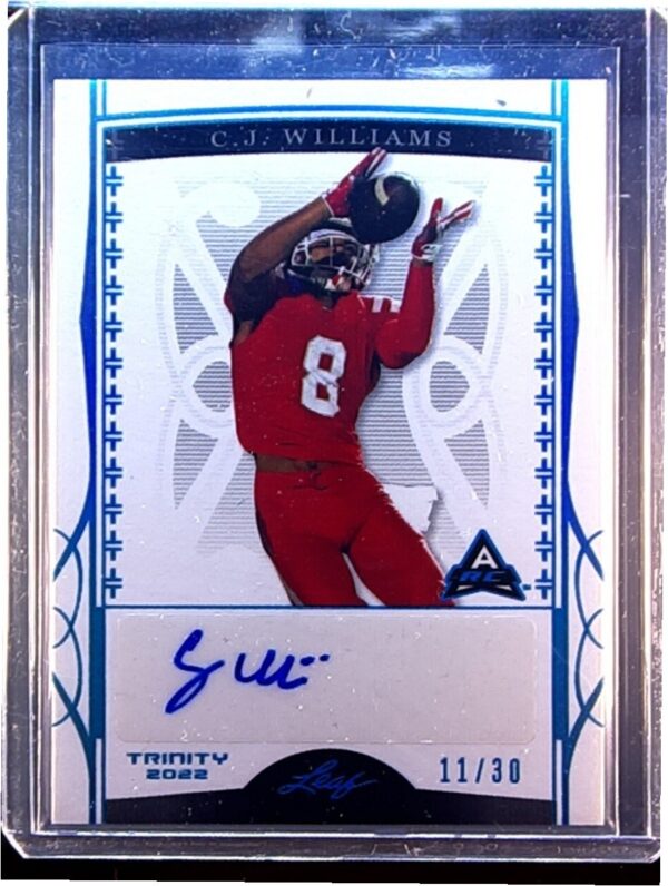 2022 Leaf Trinity C.J. Williams Auto /30 #BA-CJW Trojans Platinum