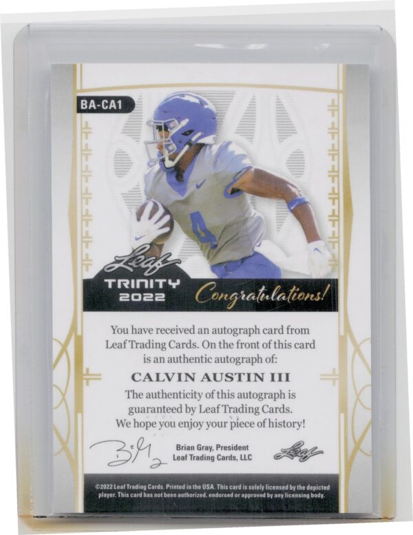 2022 Leaf Trinity Calvin Austin III AU SN75 #BA-CA1 Tigers Gold - Image 3