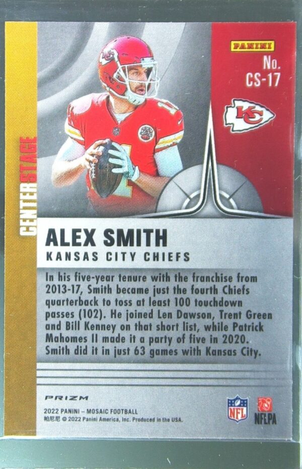 2022 Mosaic Alex Smith #CS-17 Chiefs Centerstage Silver - Image 3