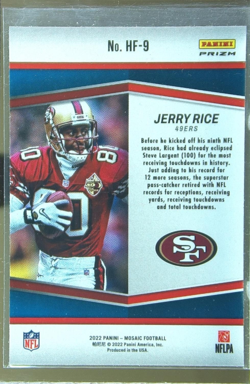 2022 Mosaic Jerry Rice #HF-9 49ers HoloFame Mosaic Green - Image 3