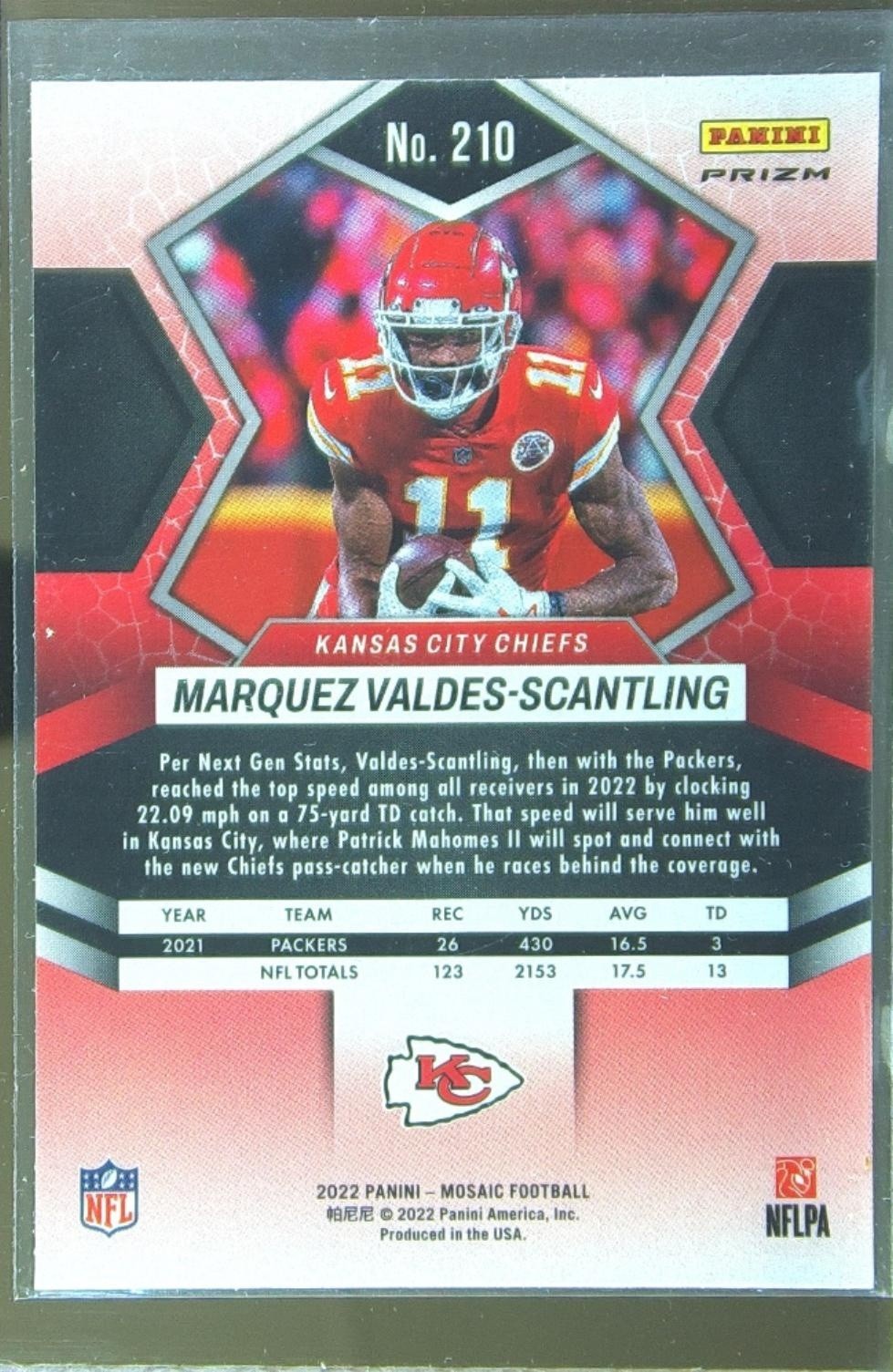 2022 Mosaic Marquez Valdes-Scantling Mosaic #210 Chiefs - Image 3