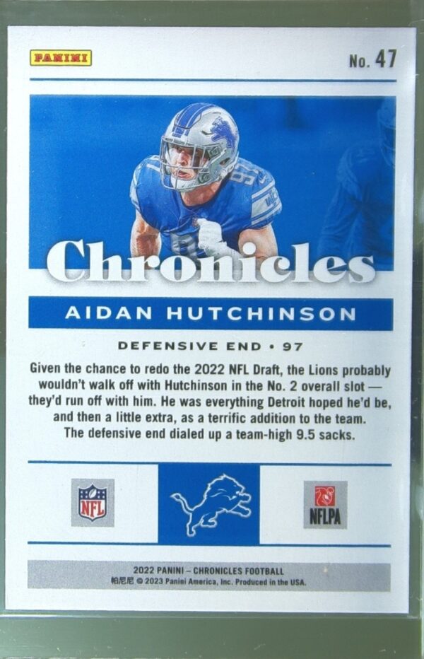 2022 Panini Chronicles Aidan Hutchinson RC #47 Lions - Image 3