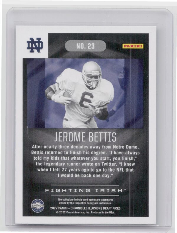 2022 Panini Chronicles Illusions Draft Picks Jerome Bettis #23 Irish Cowboys - Image 3
