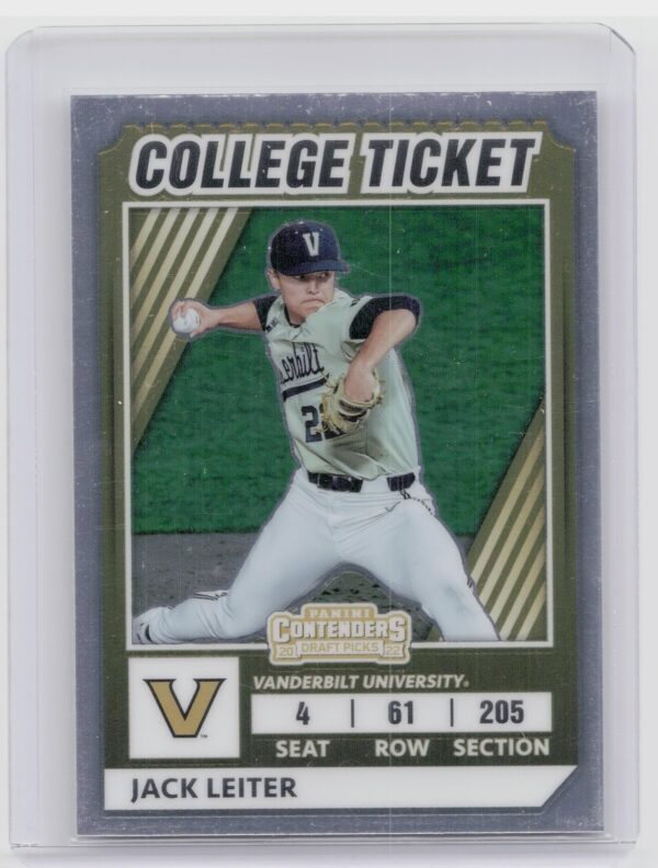 2022 Panini Elite Extra Edition Jack Leiter #CTO-3 Contenders College Ticket