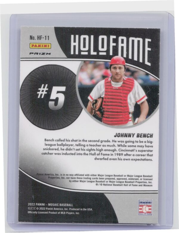 2022 Panini Mosaic Johnny Bench #HF-11 Reds Holofame Mosaic - Image 3