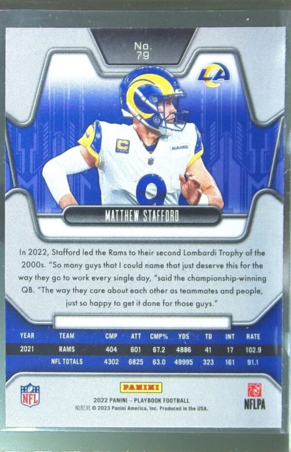 2022 Panini Playbook Matthew Stafford Mosaic #79 Rams - Image 3