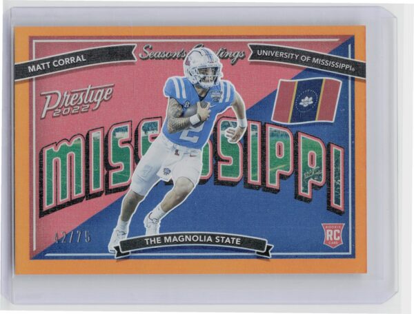2022 Panini Prestige Matt Corral Seasons Greetings /75 #SG-3 Rebels